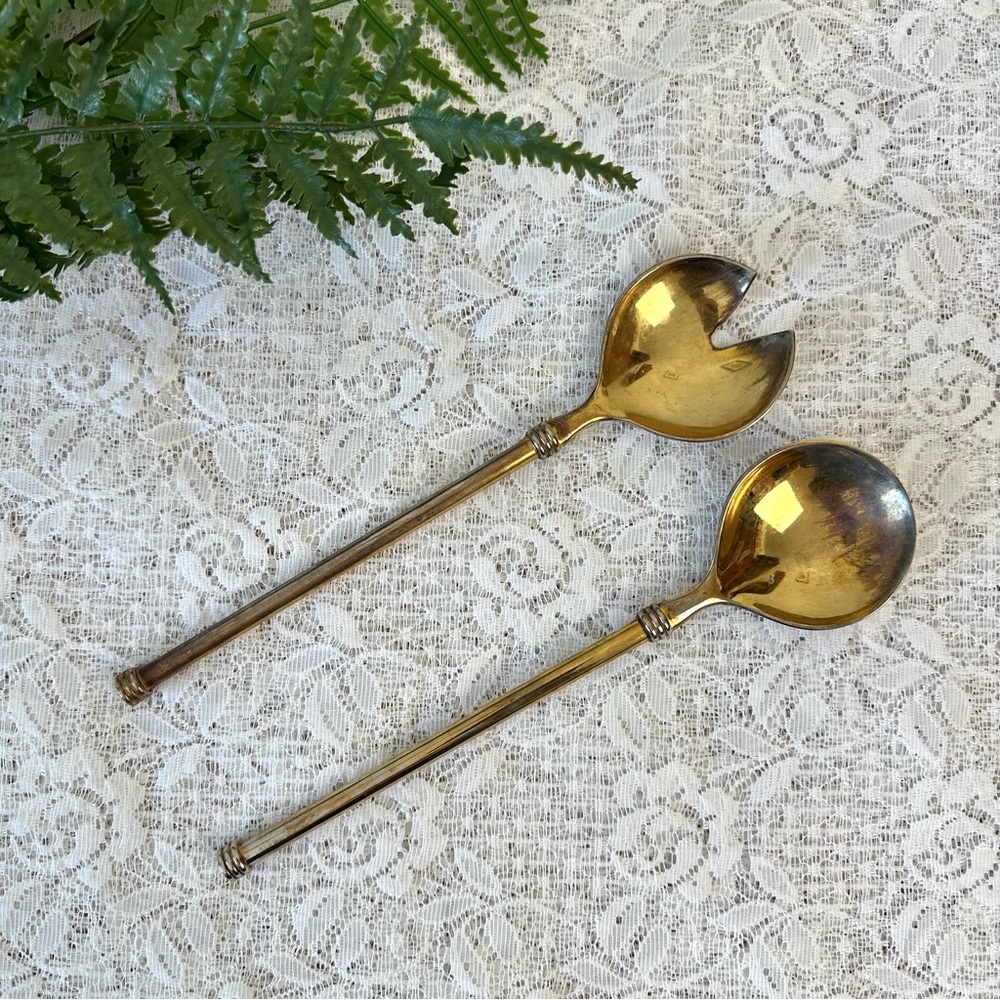 Pair of Vintage E.P. Zinc Italy Serving Spoons